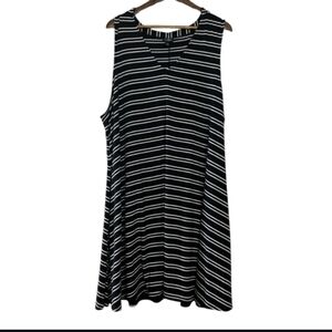 Torrid Black & White Striped Jersey Knit V Neck Sleeveless Dress 4X